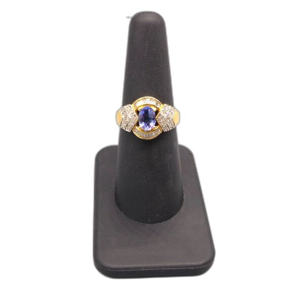 10KT YELLOW GOLD 4.40G DIAMOND 0.40CTW & TANZINITE RING SIZE 7 (137357-3)